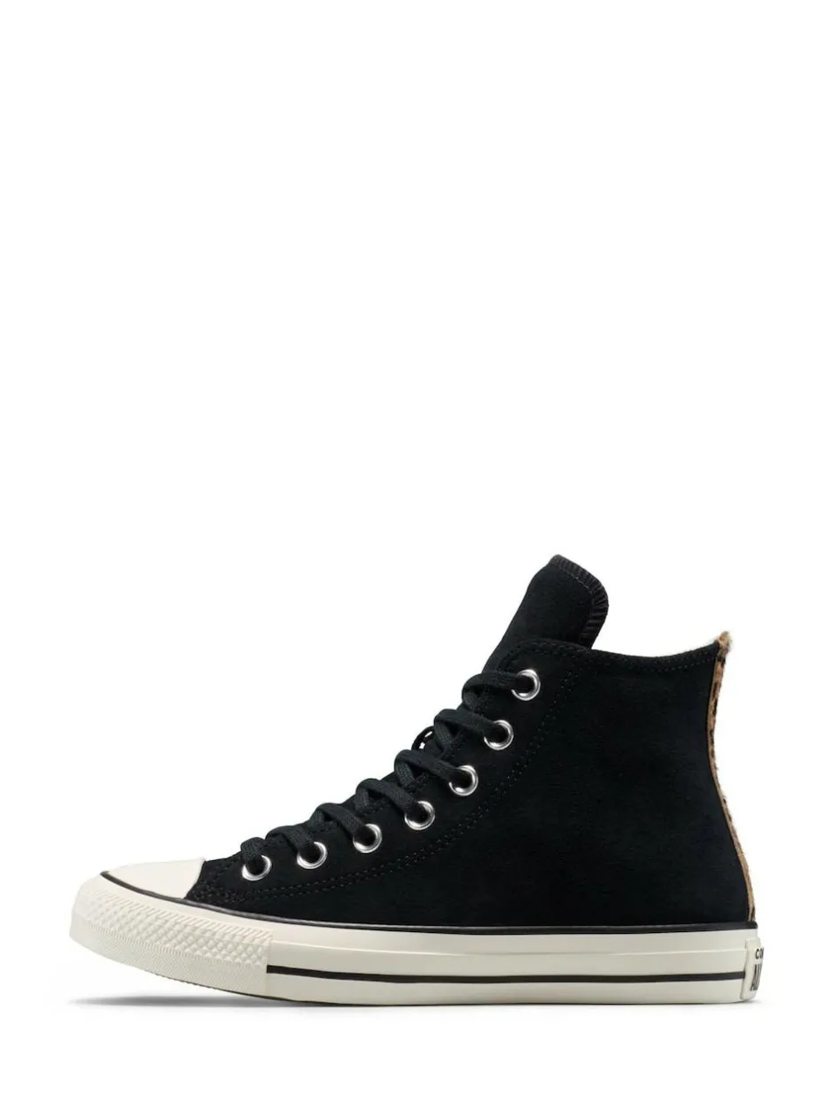 Converse Chuck Taylor Suede All Over High Trainers Leopard Black Outlet