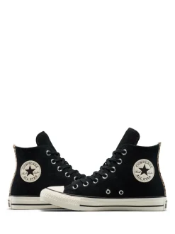 Converse Chuck Taylor Suede All Over High Trainers Leopard Black Outlet