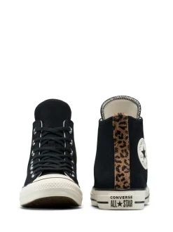Converse Chuck Taylor Suede All Over High Trainers Leopard Black Outlet