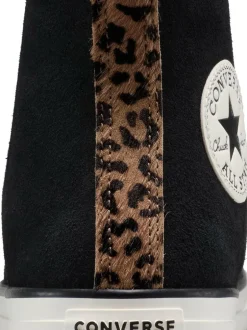 Converse Chuck Taylor Suede All Over High Trainers Leopard Black Outlet