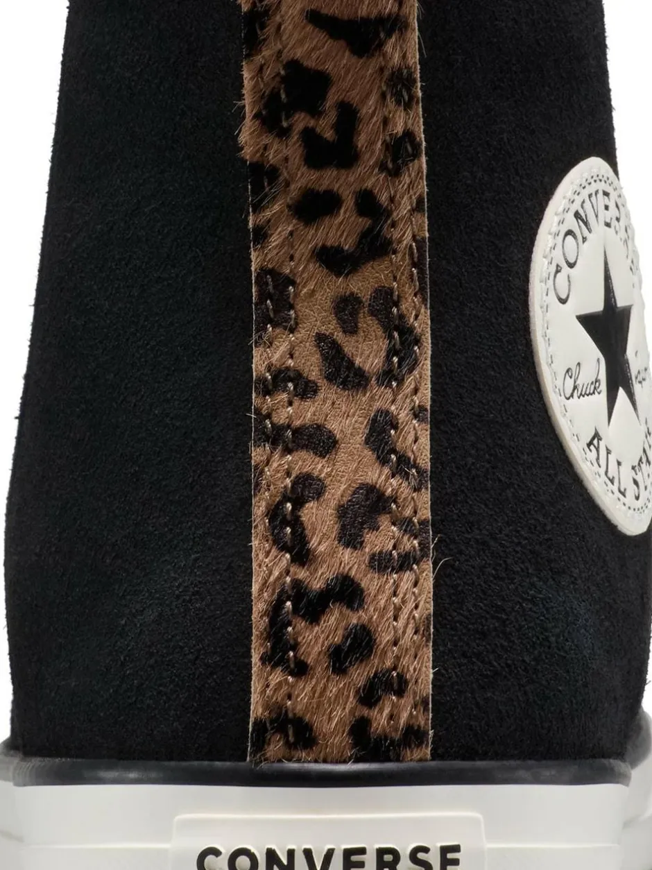 Converse Chuck Taylor Suede All Over High Trainers Leopard Black Outlet