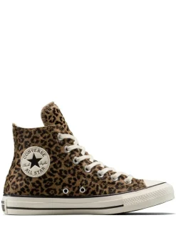 Converse Chuck Taylor Suede All Over High Trainers Leopard Brown Discount