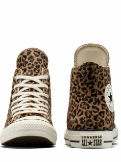 Converse Chuck Taylor Suede All Over High Trainers Leopard Brown Discount
