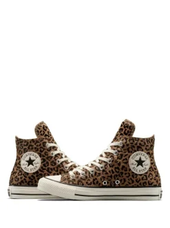 Converse Chuck Taylor Suede All Over High Trainers Leopard Brown Discount