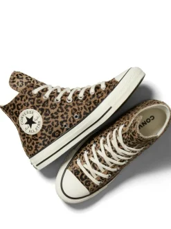 Converse Chuck Taylor Suede All Over High Trainers Leopard Brown Discount