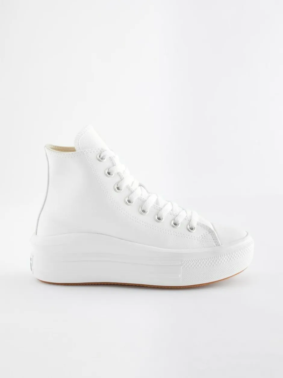 Converse Chuck Taylor All Star Move Platform Leather White New