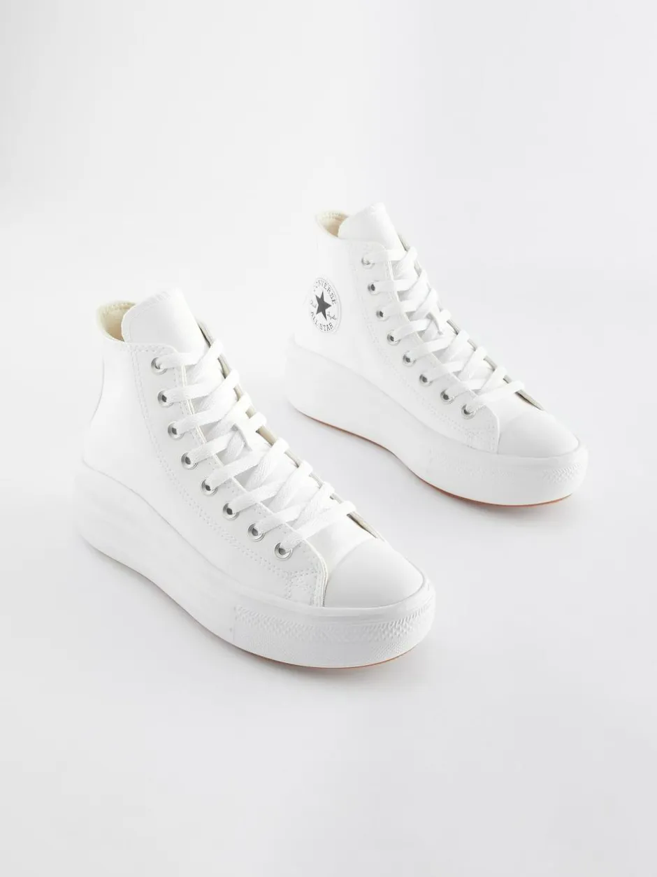 Converse Chuck Taylor All Star Move Platform Leather White New