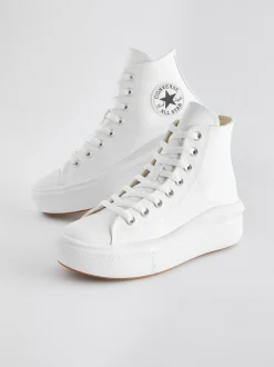 Converse Chuck Taylor All Star Move Platform Leather White New