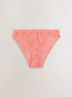 Next High Leg All-Over Lace No VPL Knickers 3 Pack Coral Pink Online