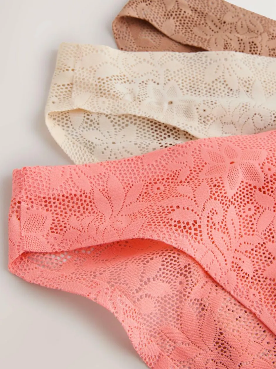 Next High Leg All-Over Lace No VPL Knickers 3 Pack Coral Pink Online