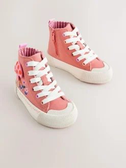 Next Standard Fit (F) High Top Trainers Coral Pink Interactive Best
