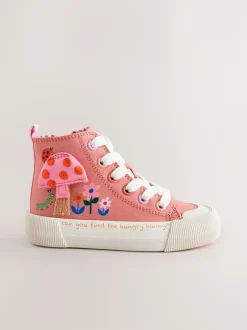 Next Standard Fit (F) High Top Trainers Coral Pink Interactive Best