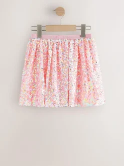 Next Sequin Skirt (3-16yrs) Coral Pink Best