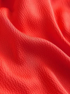 Next Textured Satin Scarf Neck Midi Dress Coral Pink New