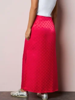 Next Jacquard Polka Dot Satin Skirt Coral/Pink Best