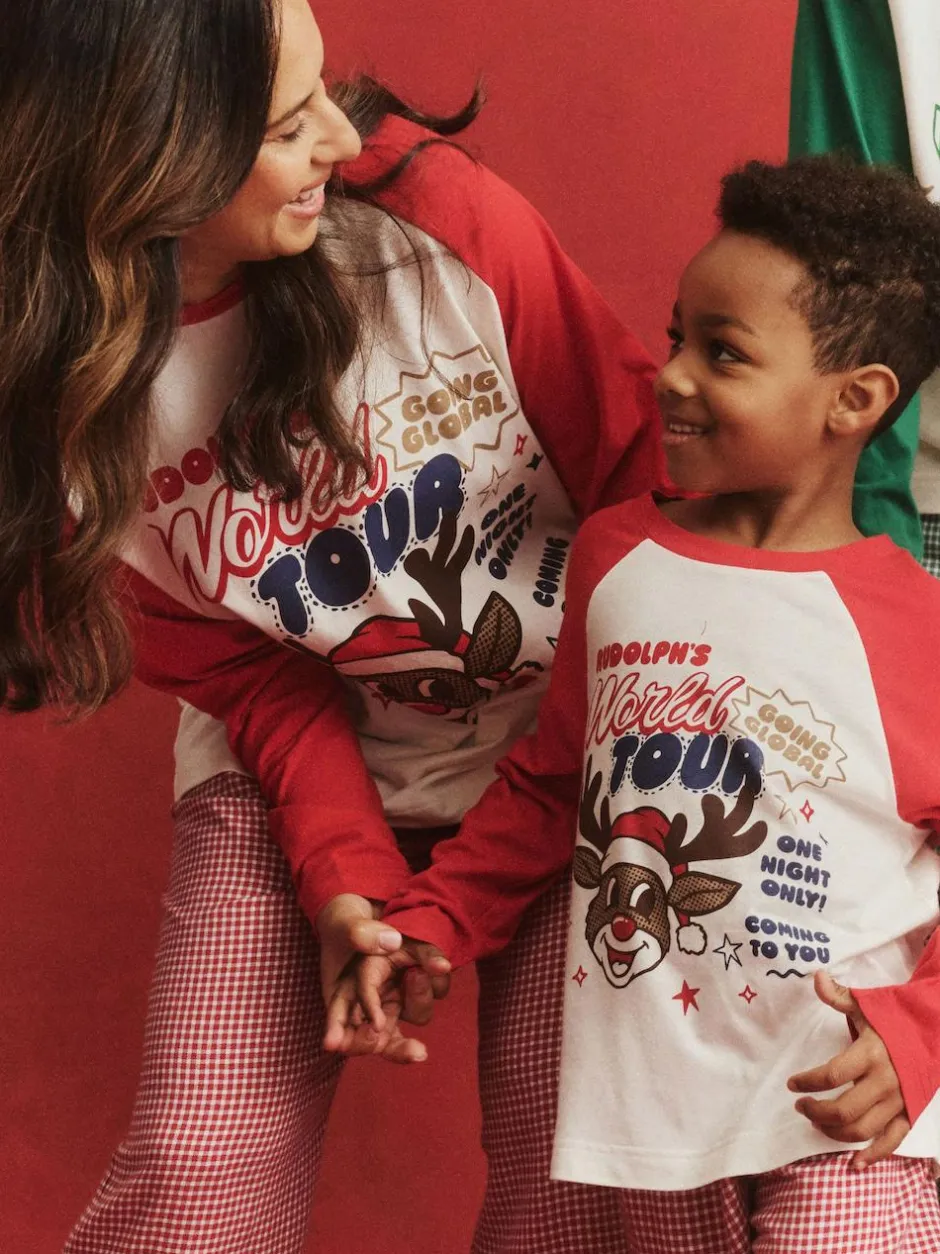 Cotton On Kids Matching Family Christmas Raglan Long Sleeve Pyjamas Green Hot