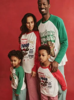 Cotton On Kids Matching Family Christmas Raglan Long Sleeve Pyjamas Green Hot