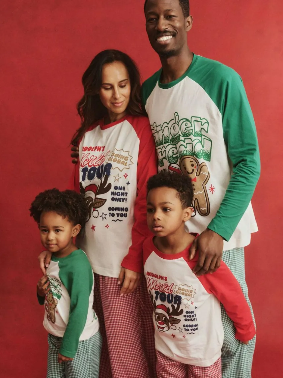 Cotton On Kids Matching Family Christmas Raglan Long Sleeve Pyjamas Green Hot