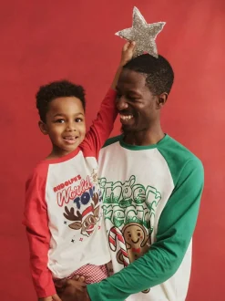 Cotton On Kids Matching Family Christmas Raglan Long Sleeve Pyjamas Green Hot