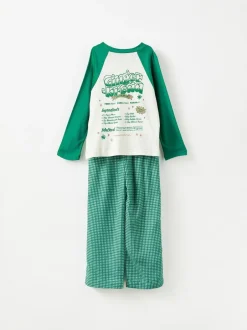 Cotton On Kids Matching Family Christmas Raglan Long Sleeve Pyjamas Green Hot