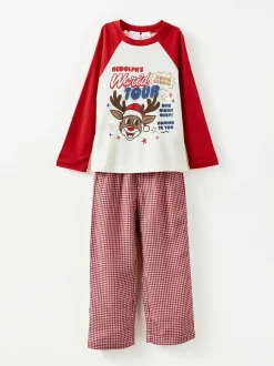 Cotton On Adult Matching Family Christmas Raglan Long Sleeve Pyjamas Set Red Best