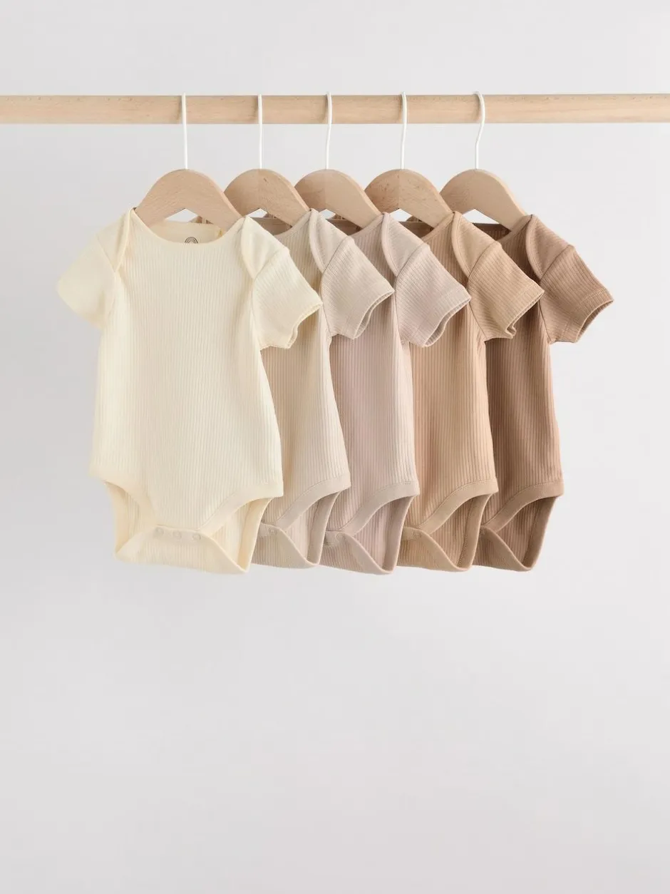 Next Cream Baby Short Sleeve Bodysuits 5 Pack Hot