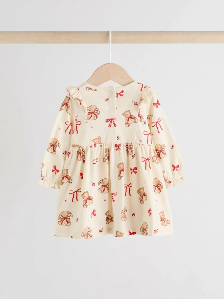 Next Baby Jersey Dresses 2 Pack (0mths-2yrs) Cream Bear/ Red Cherry Gingham Online