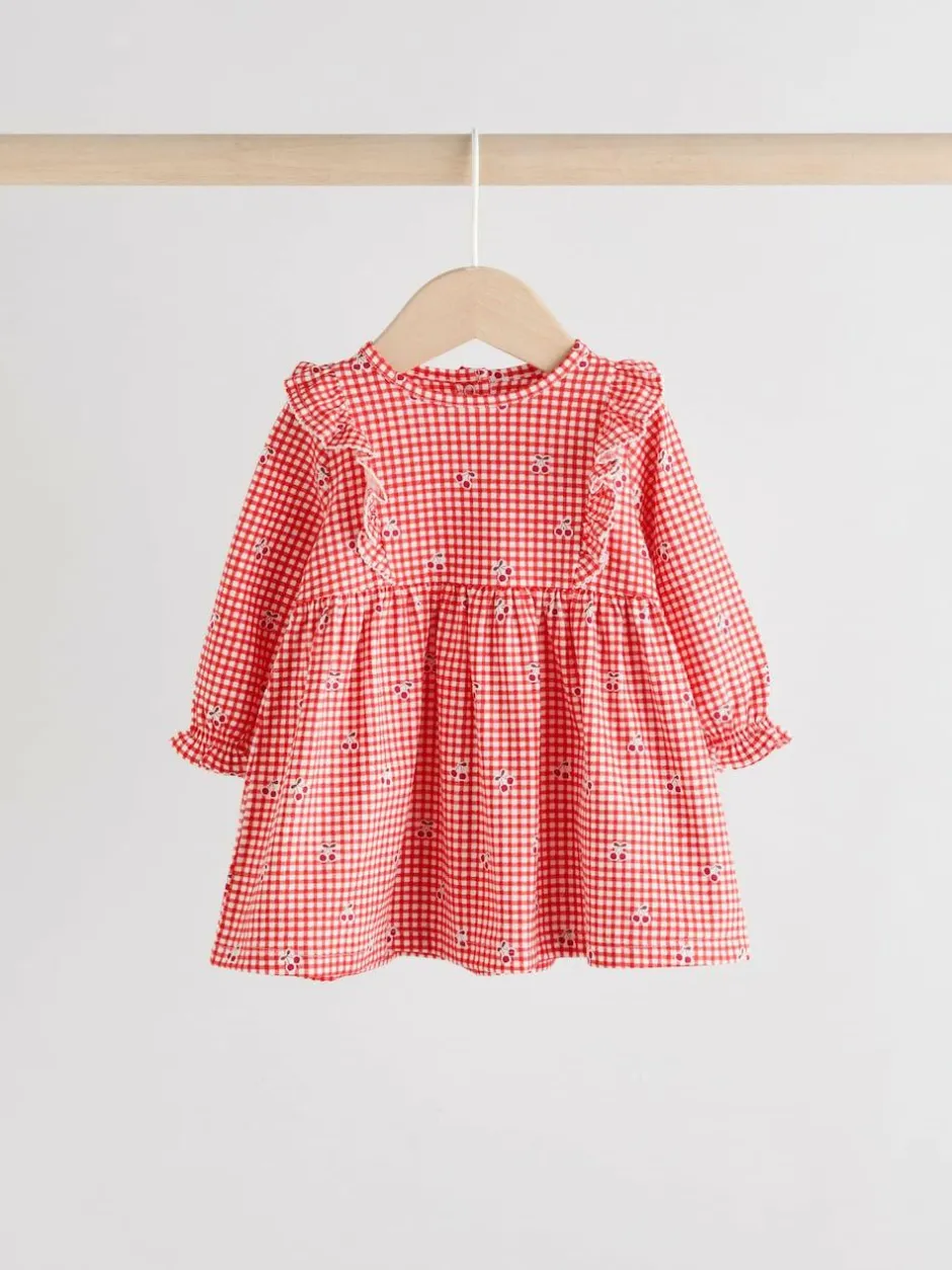 Next Baby Jersey Dresses 2 Pack (0mths-2yrs) Cream Bear/ Red Cherry Gingham Online