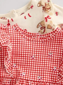 Next Baby Jersey Dresses 2 Pack (0mths-2yrs) Cream Bear/ Red Cherry Gingham Online