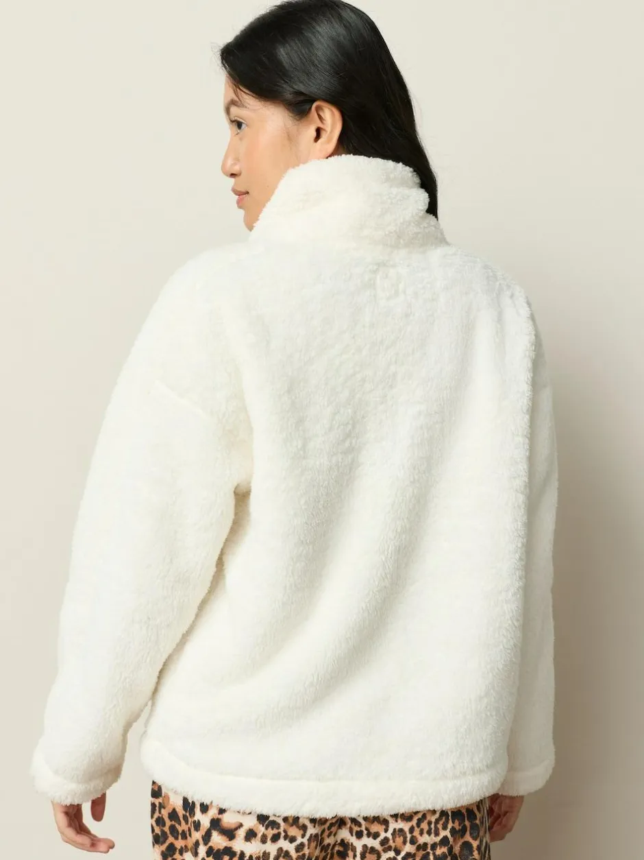Next Cream Borg Half Zip Fleece Best
