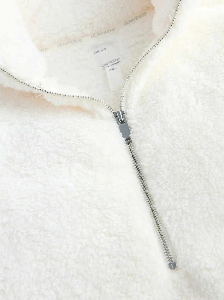 Next Cream Borg Half Zip Fleece Best