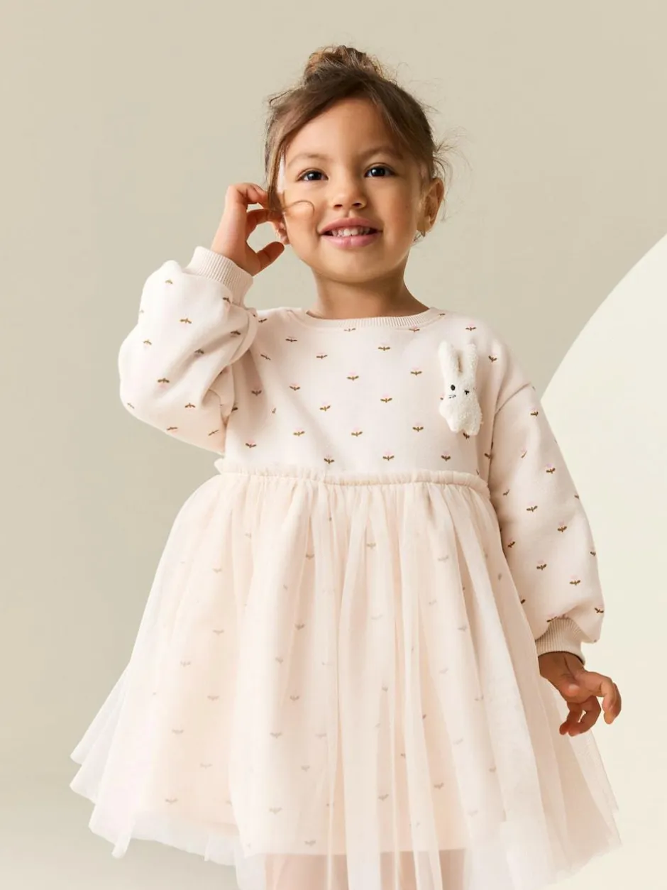 Next Cream Bunny Mesh Skirt Sweat Dress (3mths-7yrs) Sale