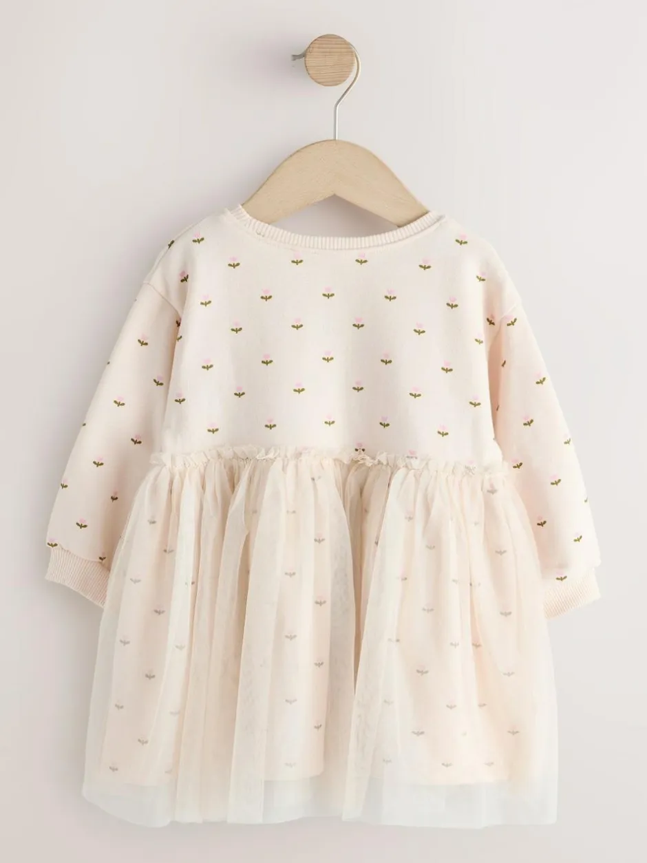 Next Cream Bunny Mesh Skirt Sweat Dress (3mths-7yrs) Sale