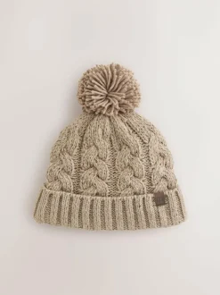 Next Cream Cable Knit Pom Hat (1-16yrs)