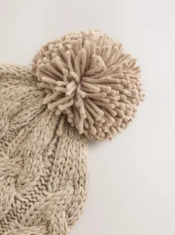 Next Cream Cable Knit Pom Hat (1-16yrs)
