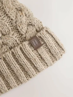 Next Cream Cable Knit Pom Hat (1-16yrs)