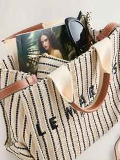 Next Cream Canvas Hand Held Bag Discount