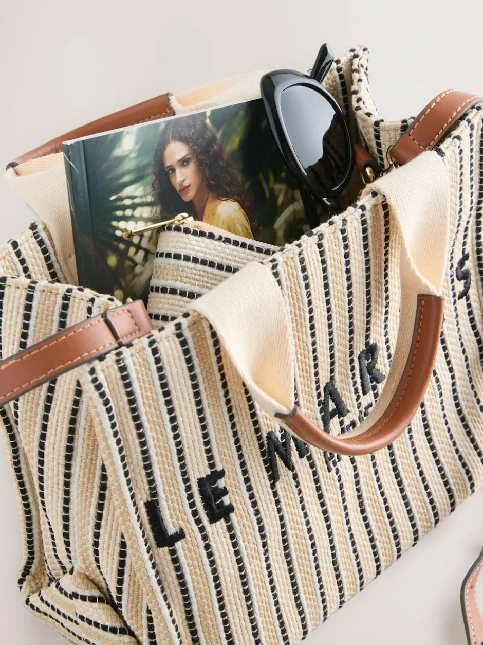 Next Cream Canvas Hand Held Bag Discount