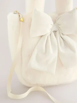 Next Cream Cream Fur Bucket Bag Outlet