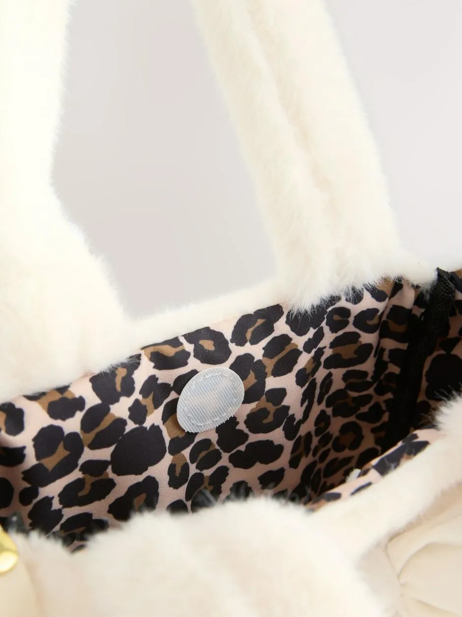 Next Cream Cream Fur Bucket Bag Outlet