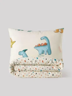 Next Duvet Cover and Pillowcase Set Cream Dinosaur Supersoft Brushed Cotton Clearance