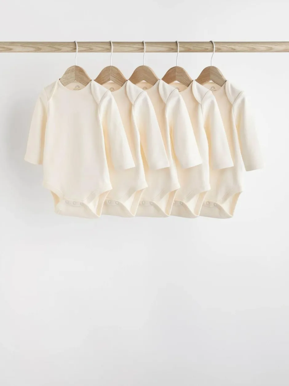 Next Cream Essential Baby Long Sleeve Bodysuits 5 Pack Outlet