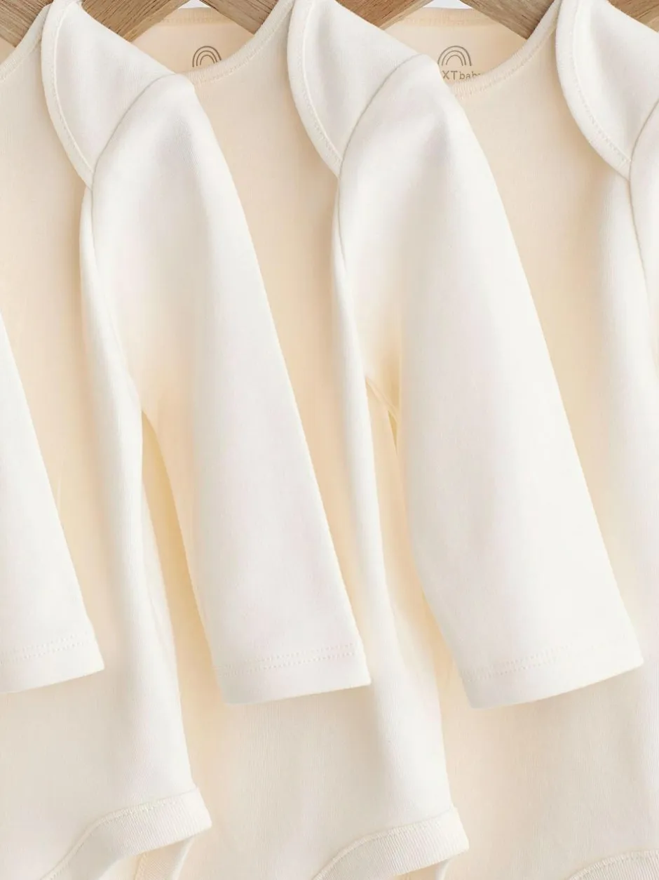 Next Cream Essential Baby Long Sleeve Bodysuits 5 Pack Outlet