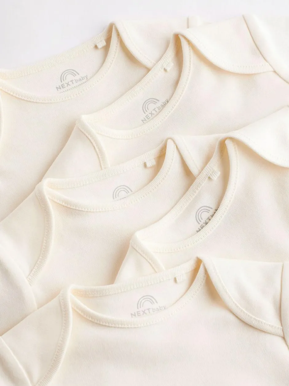 Next Cream Essential Baby Long Sleeve Bodysuits 5 Pack Outlet
