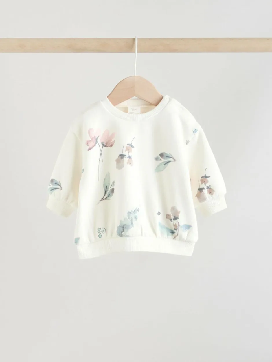 Next Baby Sweater and Joggers Set 2 Piece (0mths-2yrs) Cream Floral Hot