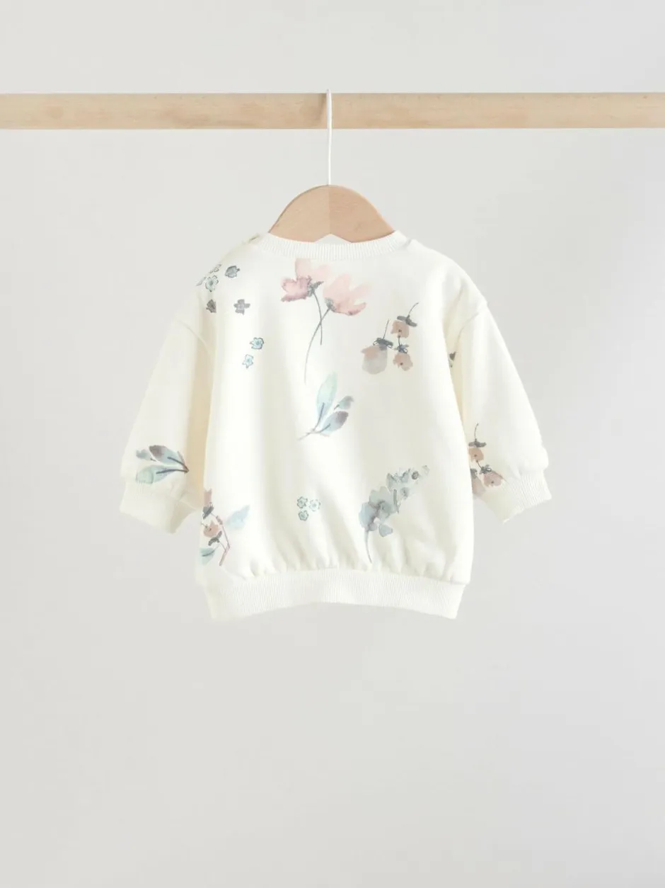Next Baby Sweater and Joggers Set 2 Piece (0mths-2yrs) Cream Floral Hot