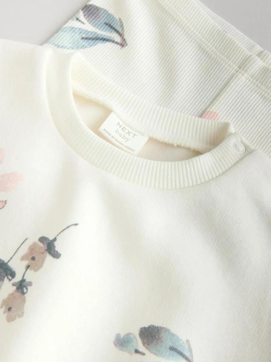 Next Baby Sweater and Joggers Set 2 Piece (0mths-2yrs) Cream Floral Hot
