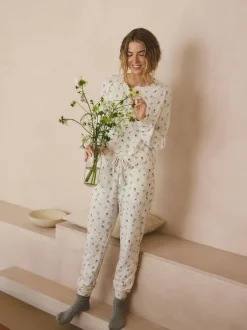 Next Cream Floral Cosy Waffle Long Sleeve Pyjamas Best