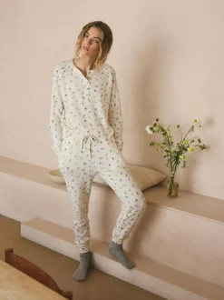 Next Cream Floral Cosy Waffle Long Sleeve Pyjamas Best