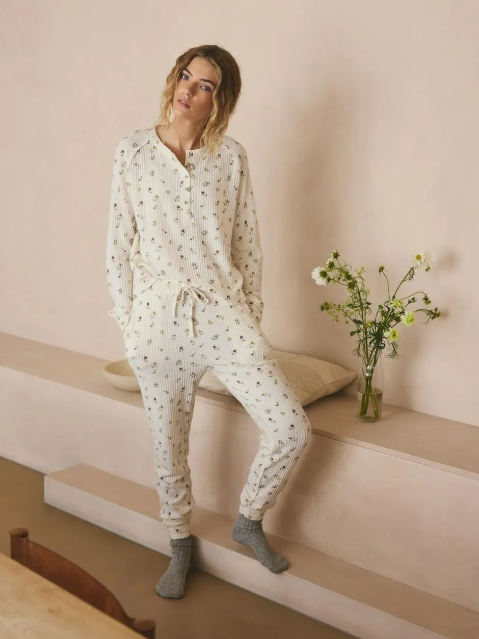 Next Cream Floral Cosy Waffle Long Sleeve Pyjamas Best